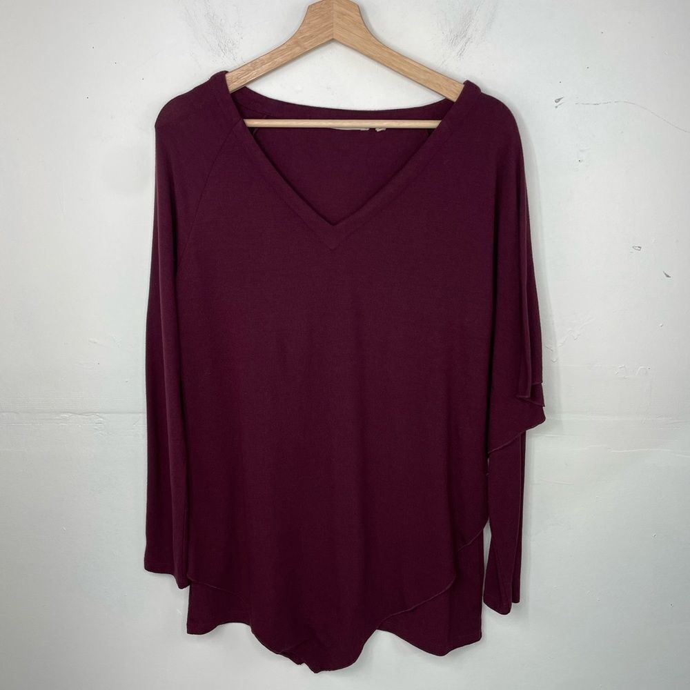 Soft Surroundings Shirt Top Women Layered Merlot Madeline Tunic Spring Small